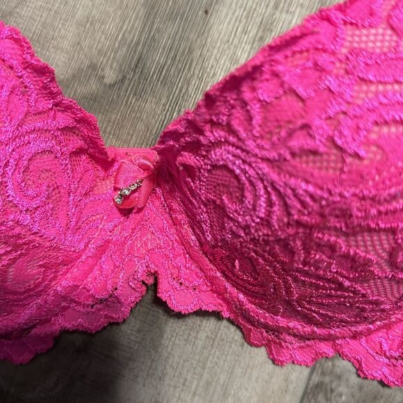 SMART &‎ SEXY pink push-up lace bra- size 36B - Picture 2 of 7